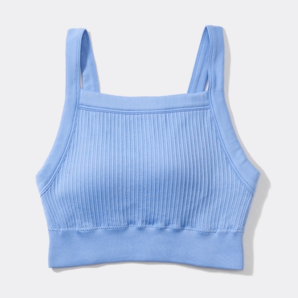 Aerie Ribbed Seamless High Neck Longline Bralette